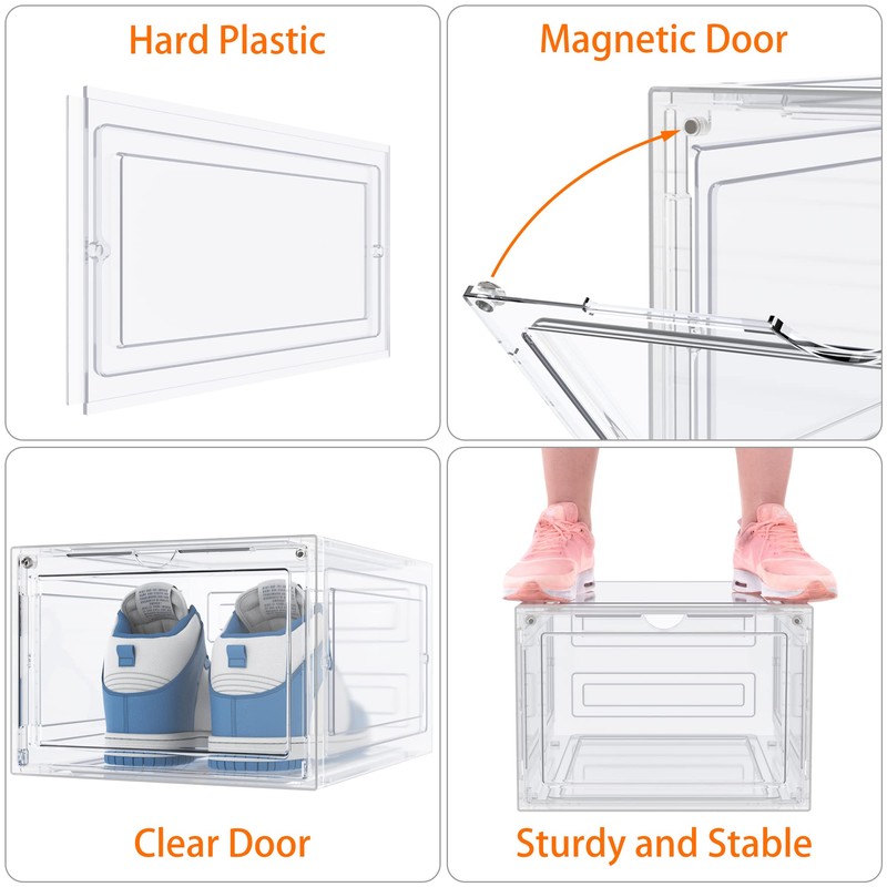 HOMIDEC Shoe Storage, 6 Pack Shoe Organizer Clear Hard Plastic