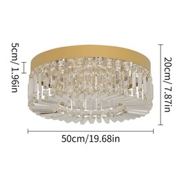 VETRULUS Crystal Chandelier 20Inch Gold Semi Flush Mount Ceiling Light Fixture Modern Chandeliers for Dining Room Living Room Bedroom