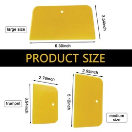 yorpyep 3 PCS Car Scraper, 4" 5" and 6" Multi-purpose Soft Scratch-resistant Plastic Scraper for Glass Film Caulk, Portable Car Body Filler Applicator, Repair Tool for Most SUVs (Yellow)