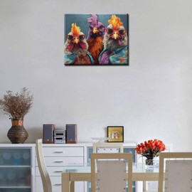 Rooster King DIY Paint by Number Kits for Adult Canvas Funny animals Acrylic Oil Painting Art Paint by Numbers for Beginner DIY Acrylic Paintings for Room Decor Ideal Gift Choice16×20Inch Frame