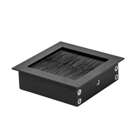 Gedotec Cable passage desk cable guide EXIT square with brush seal | aluminium black matt | cable box for push-in | 69 x 69 x 25 mm | 1 piece - office table cable passage