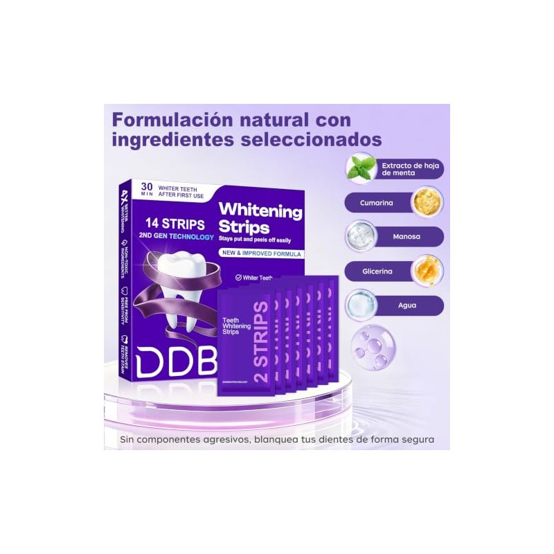 Tiras Blanqueadoras Dentales Moradas Cajas Piezas Totales Eficaz Eliminador Manchas
