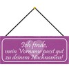 generisch Blechschild 27x10cm gewölbt mit Kordel Mein Vorname Dein Nachname
