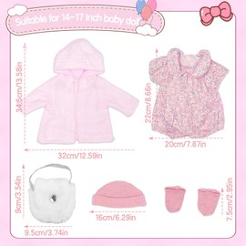 Doll Clothes Hats Accessories for 14-16 Inch Baby Dolls, 30-45cm New Baby Doll Outfits Jumpsuit Coat Plush Bag Socks, Baby Doll Clothes Outfit Accessories for Girls/Boys Birthday Gifts (No Doll)