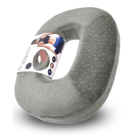 Circular Seat Cushion (Recommended by Orthopedic Register) Donut Cushion, High Resilience, Firm, Long Time, Desk Work, Anti-Slip, Car, Driving, Hemorrhoids, Waist, Postpartum Posture, Forward Tilt Design, Fit Design, Safety Standards Clear (Gray, Normal Size)