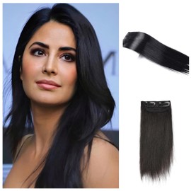 Funyn 2pieces Thick Straight Hair Pieces Adding Hair Volume Seamless Hair Topper Synthetic Invisible Clips in Hair Pieces Fluffy Hair Pad Hair Extension for Hair Loss (12INCH/30CM, Black)