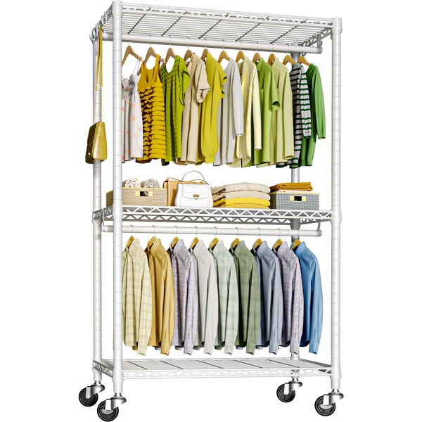 FUTASSI P3 Rolling Clothes Rack, Clothing Racks for Hanging Clothes,