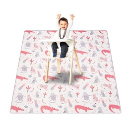 CoolaPeach Splat Mat for Under High Chair/Arts/Crafts, Washable Baby Spill Mat Waterproof Non-Slip Floor Splash Mat, Portable Play Mat and Table Cloth (Crocodile, 43"x 43")