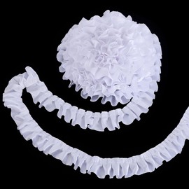 WADORN 22 Yard Satin Ruffle Trim Fabric Trims 1.6 Inch White Lace Ribbon Pleated Organza Lace Edge for Wedding Embellishments Valentine's Day Bridal Dress Applique Sewing Crafts Home Decor