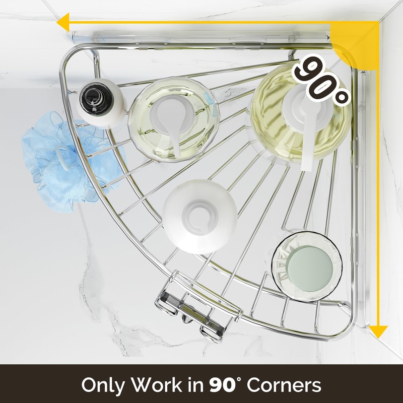 Orimade Corner Shower Caddy Stainless Steel 3 Pack No Drilling,Bathroom