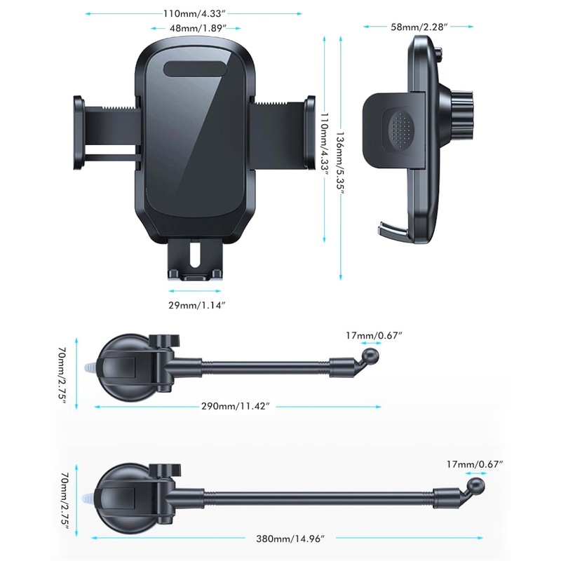 Phone Mount for Car Gooseneck Car Phone Holder for Dashboard