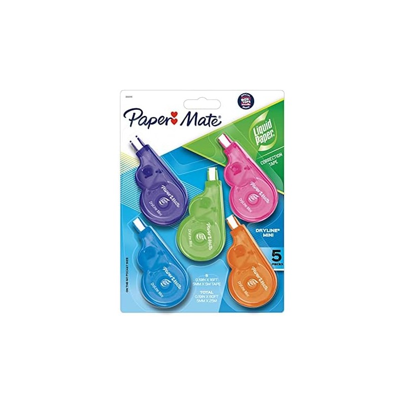 Liquid Paper DryLine Mini Correction Tape, 5 Pack