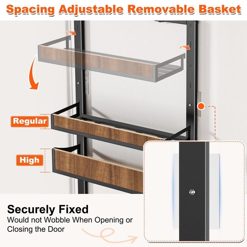 Aquzee Heavy Duty Pantry Door Organizer, 6-Tier Over the Door