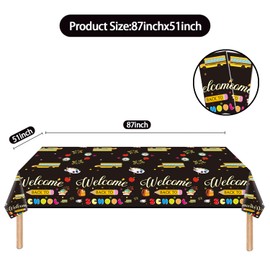 XCKALI 2 PCS Back to School Tablecloths Welcome Back to School Decorations First Day of School Disposable Plastic Waterproof Rectangular Table Covers 51x87inch