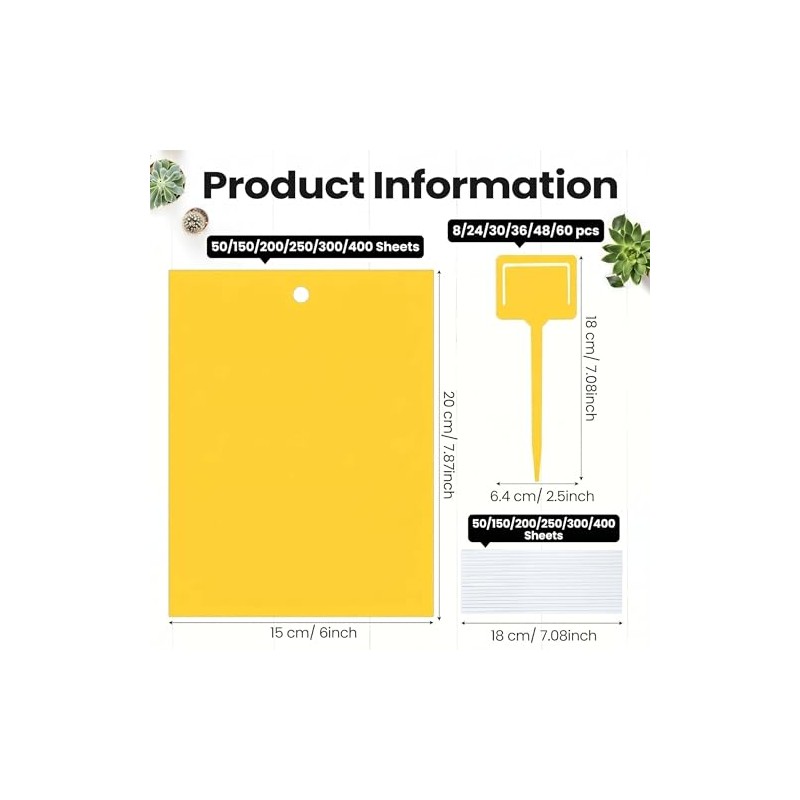 Qualirey Yellow Sticky Traps for Indoor & Outdoor Plants