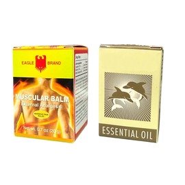 Combo - Yellow Muscular Balm and Song Ngu Essential Oil - Dau Cu La Vang Xoa Bop Co Bap Con O va Dau Nong Song Ngu - Product of Indonesia and USA