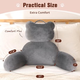 TranquilRelax Reading Pillow, Back Pillow with Pockets for Bed Sitting Up, Large Reading Pillows for Sitting in Bed Adult, Back Pillow for Reading/Resting