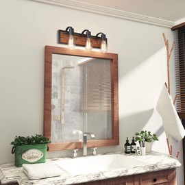 LNC A03440 Bathroom Lighting Fixtures Over Mirror Wooden Farmhouse Vanity Sconce Rustic Wall Lamp