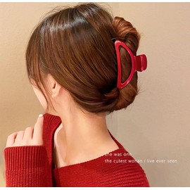 Hair Claw Clips, Light Big Strong Hold Nonslip Glossy Claw Hair Clips for Thick & Thin Hair & Curly Hair, 90's Vintage Jaw Clips, Wedding Party Banquet (Red Clip)