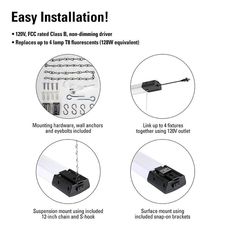 Metalux SHP 4 ft. 128-Watt Equivalent, 10000 Lumens Integrated LED,