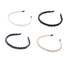 4Pcs Beautiful Sparkly Bead Headbands Non-Slip Elegant Braided Thin Hair Hoop Wedding Party Crystal Hairbands for Women Girls Bridal
