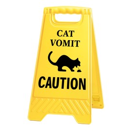 Funny Cat Vomit Caution Sign Humorous Printing Desk Sign for Cat Lovers Perfect Cat Mom or Cat Dad Gag Gifts for Pet Owners Best Friends Cat Enthusiasts Cat Themed Home Office Decor
