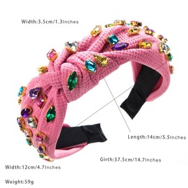 scicent Headbands for Women's Hair Rhinestone Hair Hoop Vintage Crystal Hairbands Top Knot Hair Band for Girls Non-Slip Fabric Head Band for Costume Wedding Hair Accessories - 25824