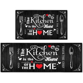 ALXRLXR Kitchen Mats for Floor 2 Piece Set,Farmhouse Kitchen Rug Vintage Style Theme Decor,Absorbent Washable Non-Slip Floor Mats 17x30+17x47 Inches