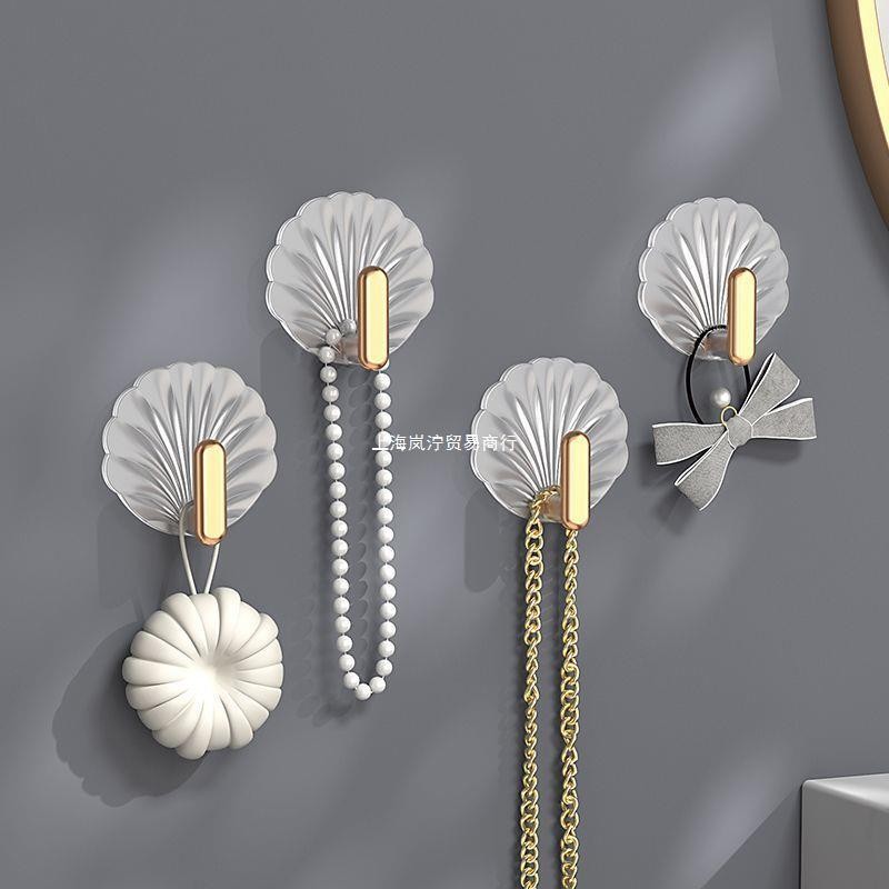 9PCS Self Adhesive Hooks Plastic Seashell Decorative Wall Mounted Bathroom