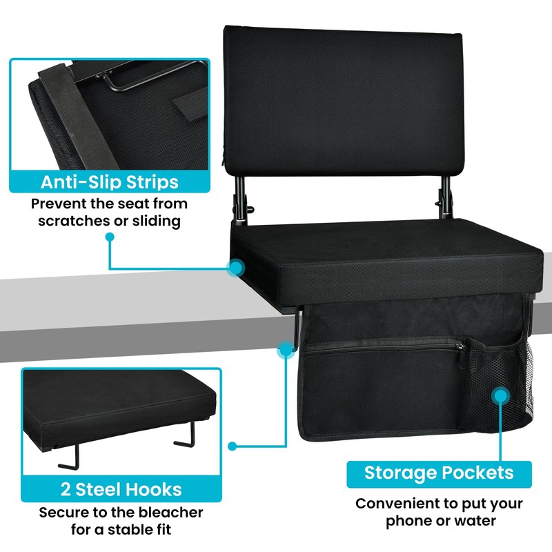 Stadium Seats with Back Support(16.5”L × 13.4”W × 15”H), 360°