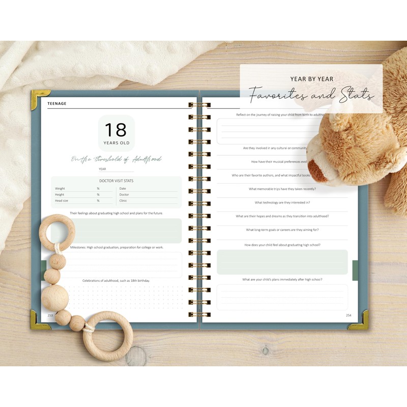 BIROYAL Promptly Journals, Pregnancy Journal and Baby Memory Book (Blue)