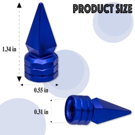 MEAJOO 4PCS Spiked Shape Tire Valve Stem Caps, Aluminum Alloy Spike Wheel Tire Valve Stem, Universal Dustproof Waterproof Air Caps for Cars, SUV, Trucks, Bikes, Motorcycles, Bicycles(Blue)