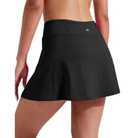Pioneer Camp Falda pantalón de tenis de 35 cm para mujer, de tiro alto, deportiva, de golf, con pantalones cortos y 3 bolsillos, ideal para entrenar y correr en pickleball, color negro.