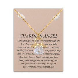 FUSTMW Guardian Angel Necklace Angel Wing Charm Necklace Pendant Guardian Angel Jewelry Birthday Gifts for Women (angel necklace)
