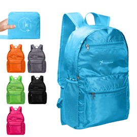 Lightweight Foldable Backpack Small Waterproof Hiking Rucksack Durable Packable Backpacks for Women Men Outdoor Hiking Biking Travelling Walking Camping (Large-Blue)