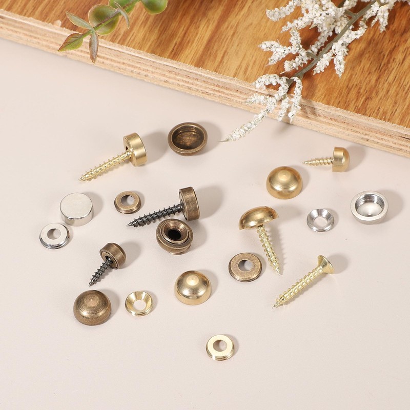 YELARXI Brass Decorative Screws with Caps, Mirror Screw Self Tapping