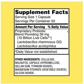 Equate Probiotic Supplement Digestive System Support - Overall Digestive Health Support - Minimizes Constipation, Diarrhea, Gas & Bloating -Delayed Release Capsules, 50 Count