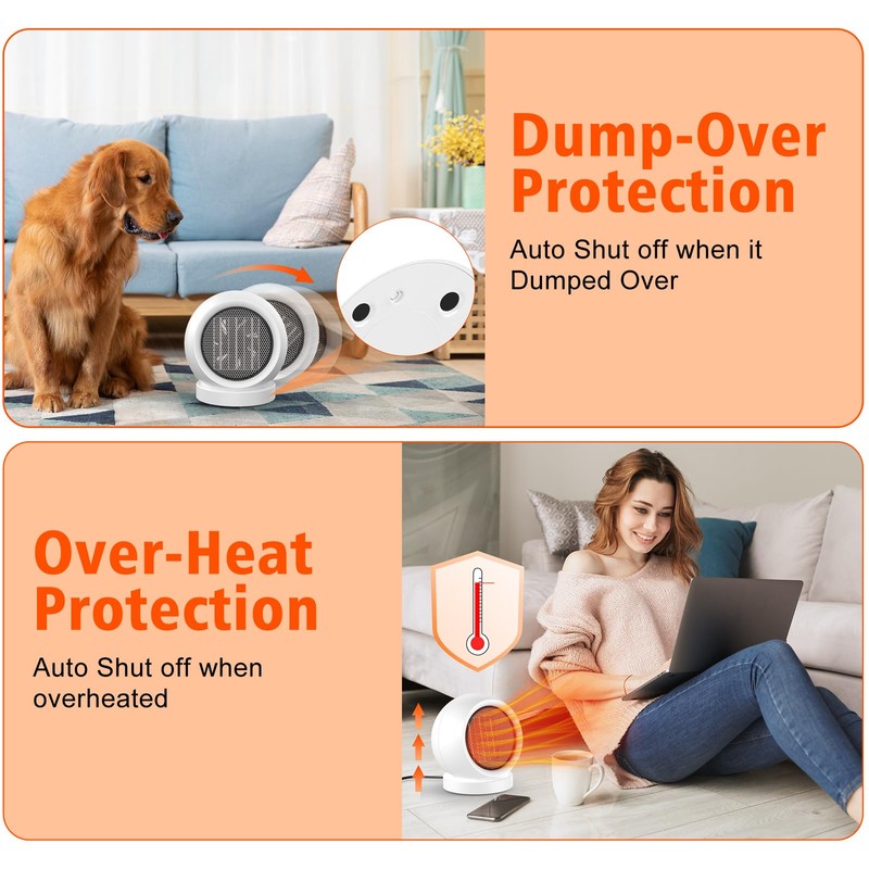 Coolfor Space Heater,600W Energy Efficient Desk Heater for Indoor Use,PTC