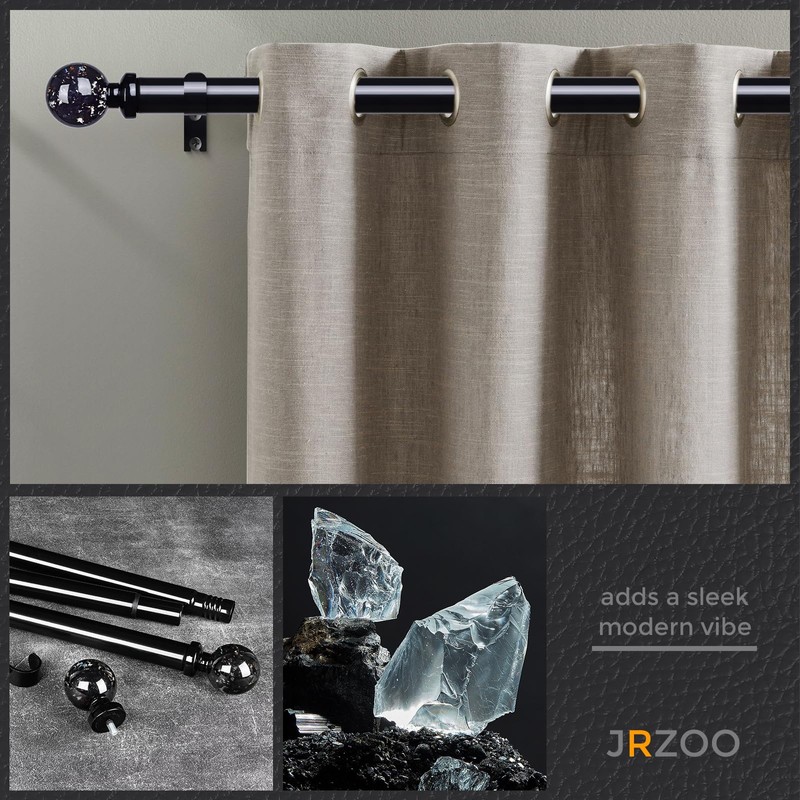 Black Curtain Rods for Windows 72 to 144 Inch, 1''
