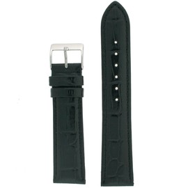 Tech Swiss Watch Band Mens Crocodile Grain Black Strap Padded 18 millimeter