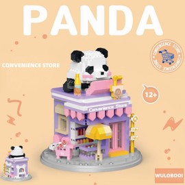 WULOBOOI Street View Convenience Store Mini Building Blocks,872 Pieces Cute Panda Animal Micro Building Sets,Simulation Architecture Construction Toy,Creative Gifts for Adults Boys Girls 12+