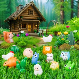 160PCS Mini Resin Animals, 55 Styles Mini Animals Tiny Resin Animal Mixed Miniature Little Small Plastic Animal Figures Bulk for Micro Landscape Fairy Garden Aquarium Hide Crafts Dollhouse Decor