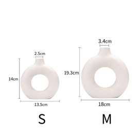 CEMABT Vases for Pampas Grass,Creative Vase Modern Home Decor,Handmade Vase White Ceramic Dried Flowers Crafts Ornaments for Office Home Deco Decoration(M+S,White)