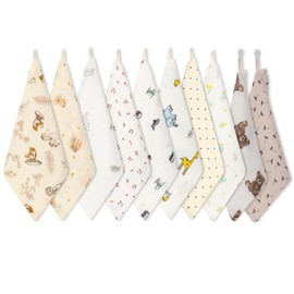 norinori Baby Msulin Washcloths Newborn Face Towel - Baby Muslin Burp Cloths 10Pack Soft Absorbent Natural Cotton Wash Towel 10"X10" Baby Bath Towels Wipes Baby Registry as Shower