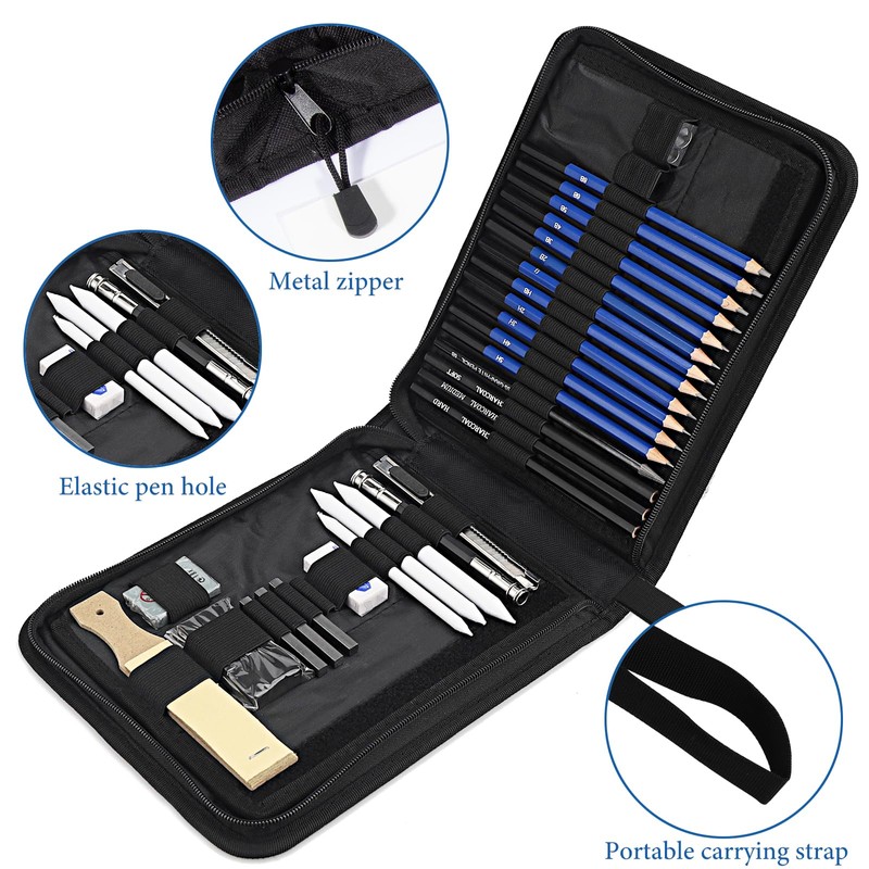 Lrocotanc Rofessionelle Drawing Sets 33 Pieces Sketching Pencils Drawing Pencils