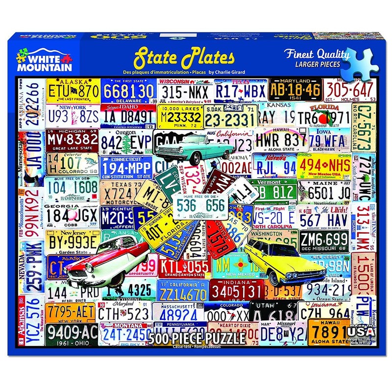 White Mountain Puzzles State Plates - 500 Piece Jigsaw Puzzle