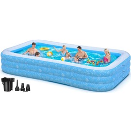 Extra Large Inflatable Swimming Pool with Pump，Lylting 130"x72"x22" Big Outdoor Blow Up Inflatable Pool for Adults, Full Size Family Swimming Pools for Backyard Home Garden Lawn Indoor Outdoor