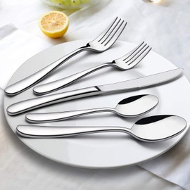 LIANYU Heavy Duty Silverware Cutlery Set, 20-Piece Stainless Steel Flatware Set For 4, Heavy Weight Eating Utensils Tableware, Mirror Polished, Dishwasher Safe