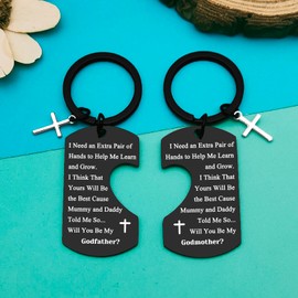 Dabihu Godparent Gifts from Godchild Godparent Keychain Set Godmother Proposal Gift Godparent Jewelry for Baptism Christening Gift Godparents Announcement Jewelry First Communion Gift for Godparent