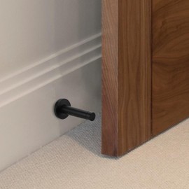 QWORK Door Stopper Set - 10 Pack 3.5in 304 Stainless Steel Wall Mounted Door Holder, Sound Dampening, Black